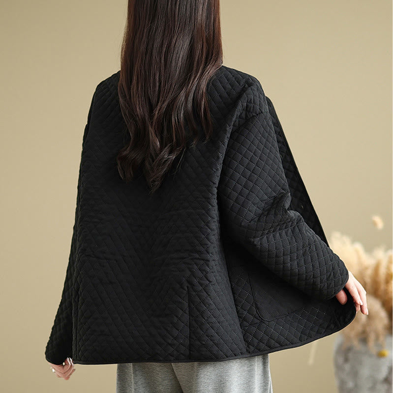 Buddha Stones Women's Vintage Buttons Simple Design Long Sleeve Cotton Jacket With Pockets - image 2