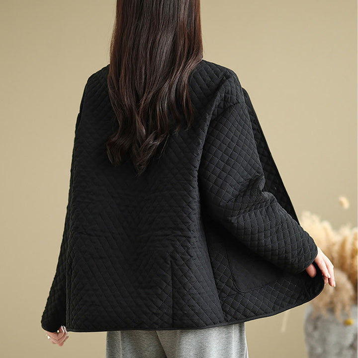 Buddha Stones Women's Vintage Buttons Simple Design Long Sleeve Cotton Jacket With Pockets - image 2