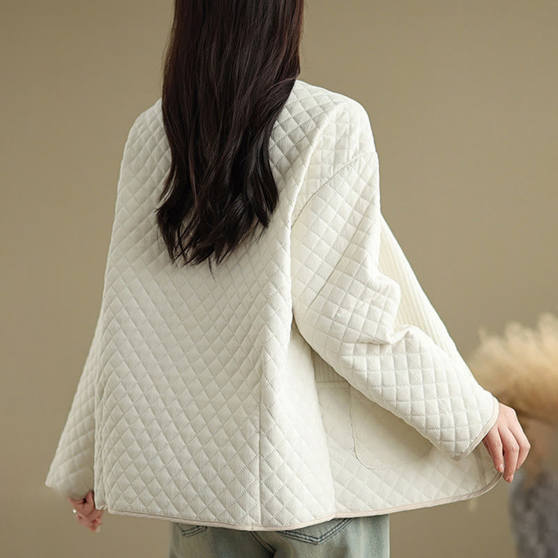 Buddha Stones Women's Vintage Buttons Simple Design Long Sleeve Cotton Jacket With Pockets - image 10