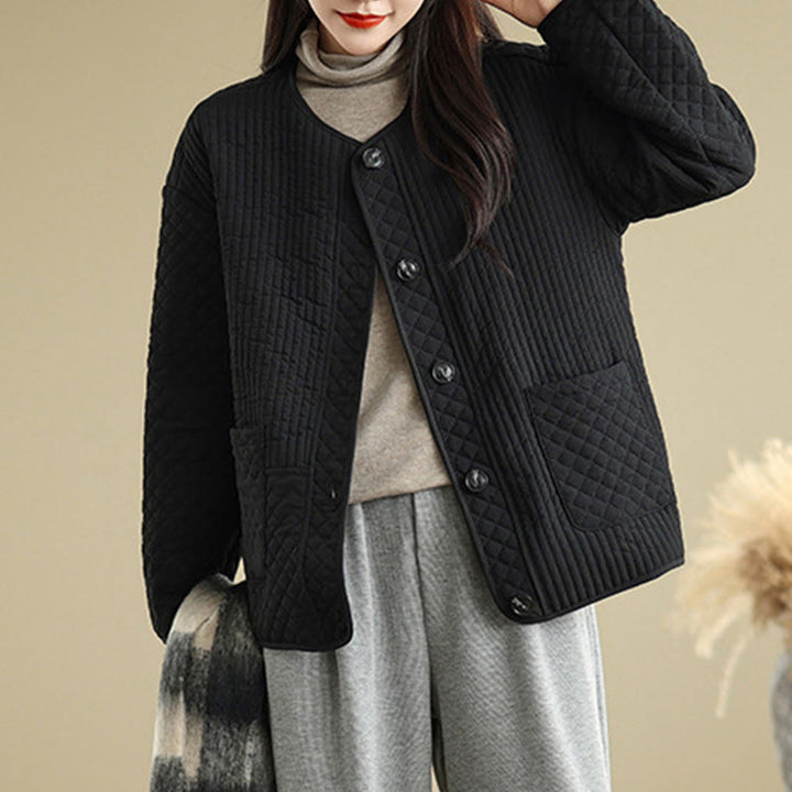 Buddha Stones Women's Vintage Buttons Simple Design Long Sleeve Cotton Jacket With Pockets - image 4