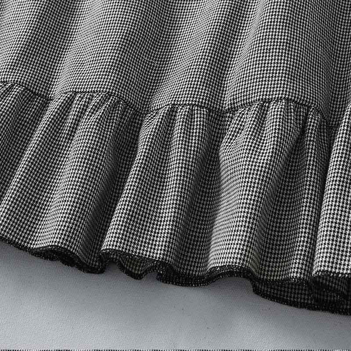 Buddha Stones Plaid Pattern Pleated Ruffled Design Long Sleeve Cotton Midi Dress With Pockets - image 8