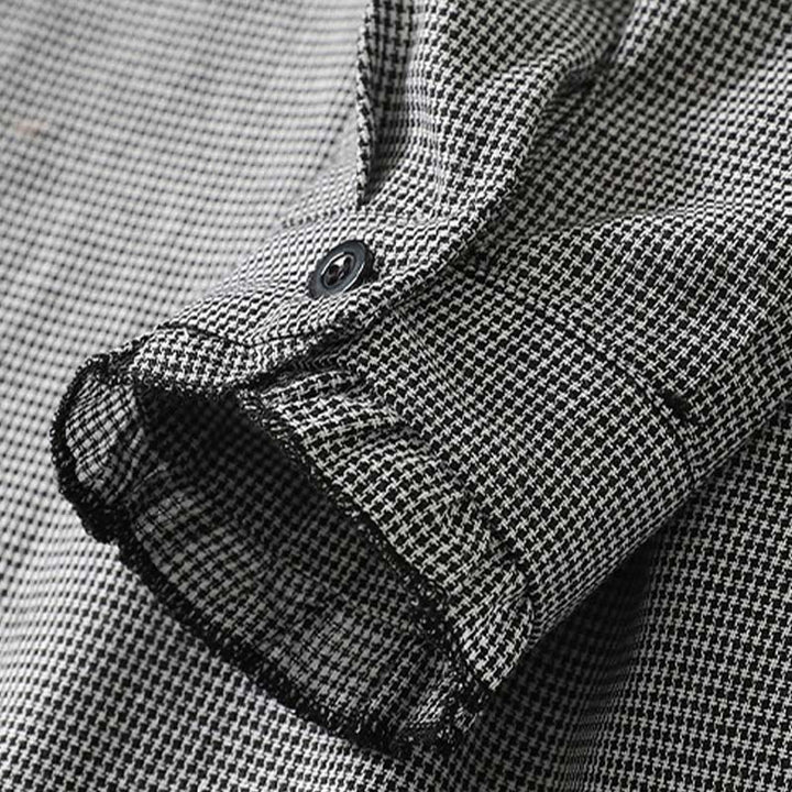 Buddha Stones Plaid Pattern Pleated Ruffled Design Long Sleeve Cotton Midi Dress With Pockets - image 5