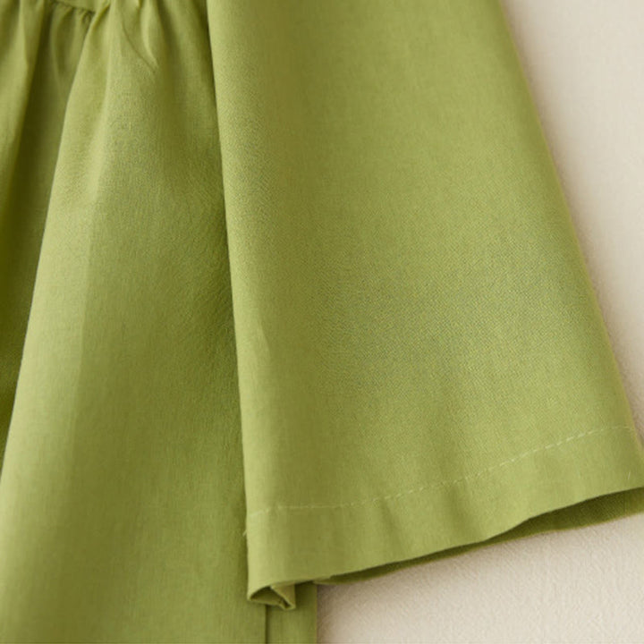 Buddha Stones Causal Commute Plain Buttons Design Long Sleeve Cotton Midi Dress With Pockets - image 4