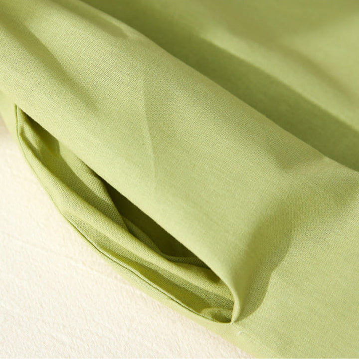 Buddha Stones Causal Commute Plain Buttons Design Long Sleeve Cotton Midi Dress With Pockets - image 6