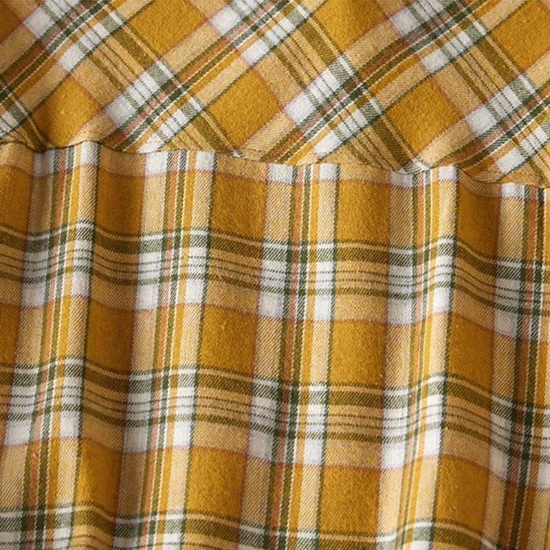 Buddha Stones Spring Color Contrast Plaid Pattern Lapel Long Sleeve Cotton Midi Dress With Pockets - image 13