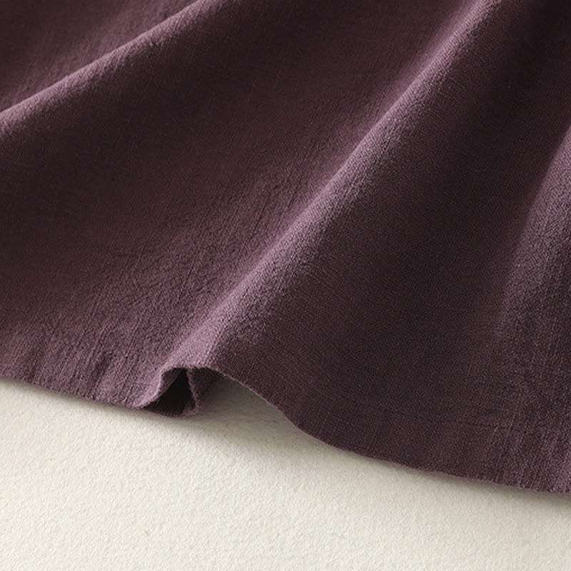 Buddha Stones Spring Diagonal Closure Frog Buttons Design Cotton Long Sleeve Midi Dress - image 5