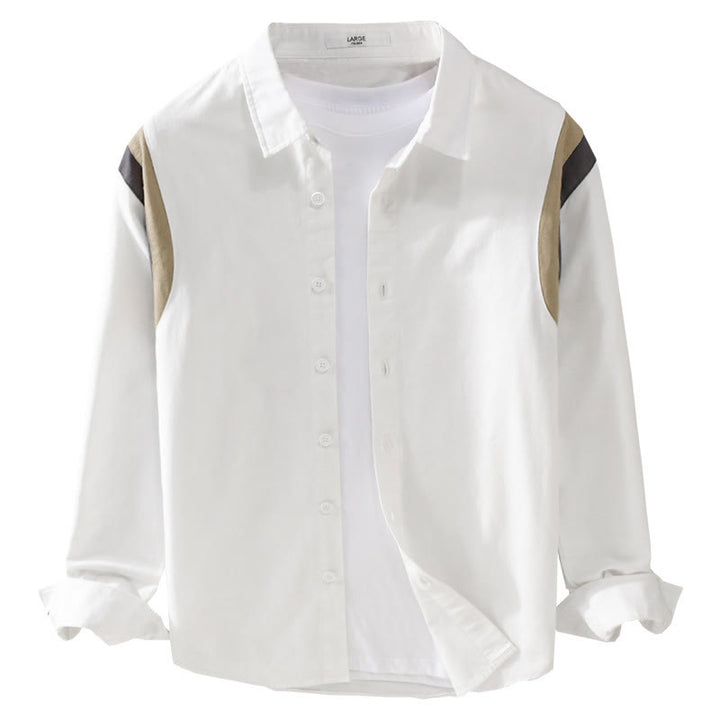 Buddha Stones Spring Color Contrast Patchwork Design Long Sleeve Men Cotton Shirt Clothing - image 6