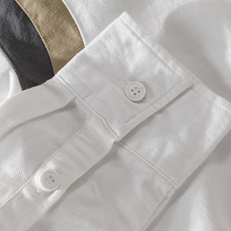 Buddha Stones Spring Color Contrast Patchwork Design Long Sleeve Men Cotton Shirt Clothing - image 4