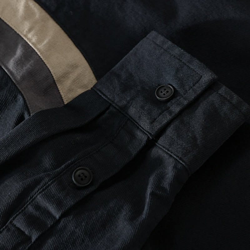 Buddha Stones Spring Color Contrast Patchwork Design Long Sleeve Men Cotton Shirt Clothing - image 11