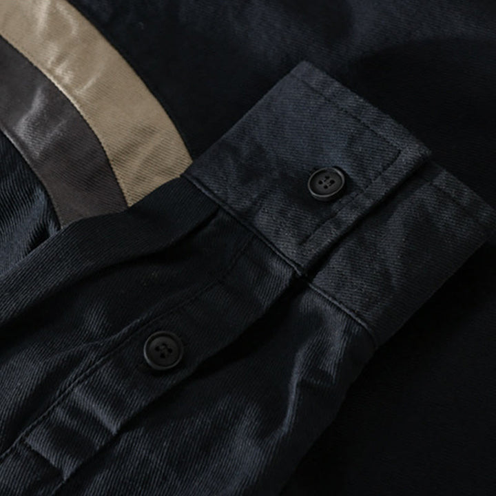 Buddha Stones Spring Color Contrast Patchwork Design Long Sleeve Men Cotton Shirt Clothing - image 11