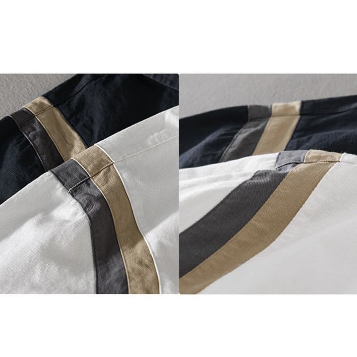 Buddha Stones Spring Color Contrast Patchwork Design Long Sleeve Men Cotton Shirt Clothing - image 16