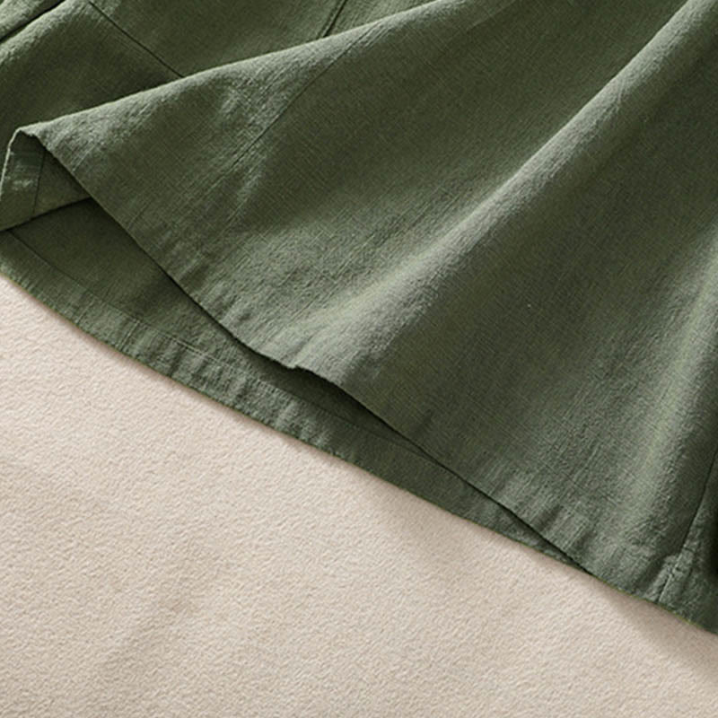 Buddha Stones Casual Buttons Crew Neck Cotton Women's Long Sleeve Shirt With Pockets - image 3