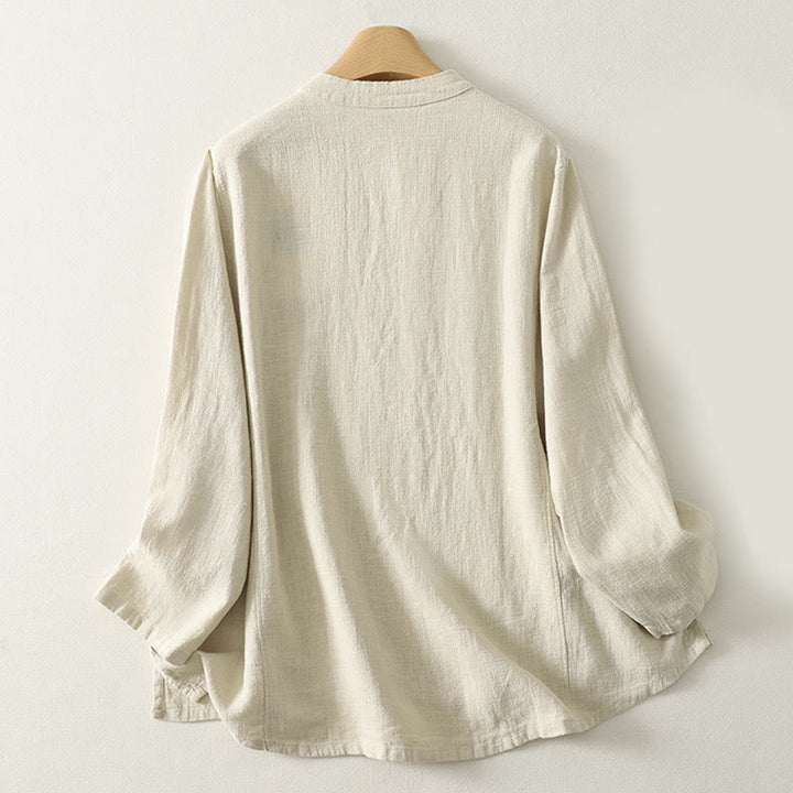 Buddha Stones Casual Plain Frog-buttons Cotton Women's Long Sleeve Shirt - image 7