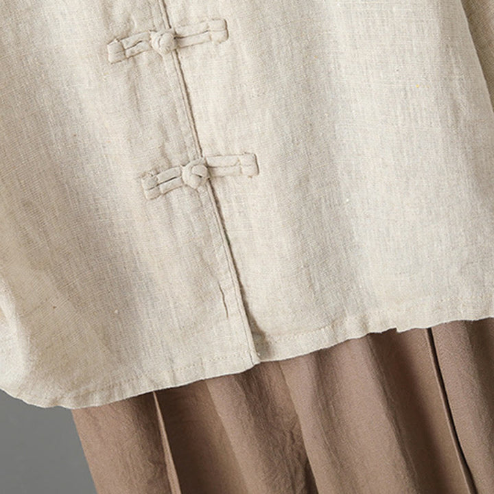 Buddha Stones Embroidery Flower Long Sleeve Frog-buttons Cotton Women's Shirt - image 6