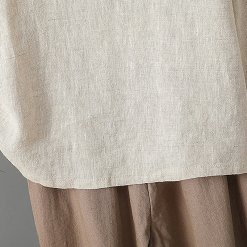 Buddha Stones Embroidery Flower Long Sleeve Frog-buttons Cotton Women's Shirt - image 5