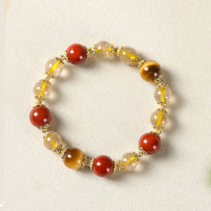 Buddha Stones Natural Golden Rutilated Quartz Tiger Eye Beads Wealth Bracelet - image 6