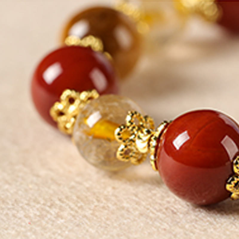 Buddha Stones Natural Golden Rutilated Quartz Tiger Eye Beads Wealth Bracelet - image 11