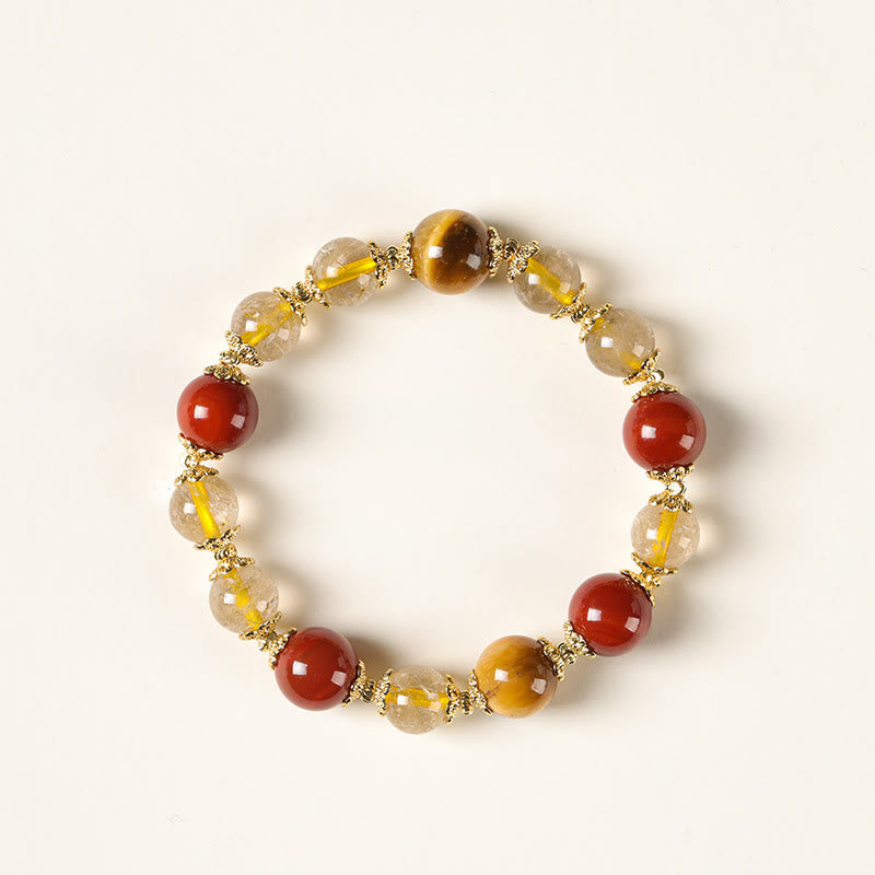 Buddha Stones Natural Golden Rutilated Quartz Tiger Eye Beads Wealth Bracelet - image 8