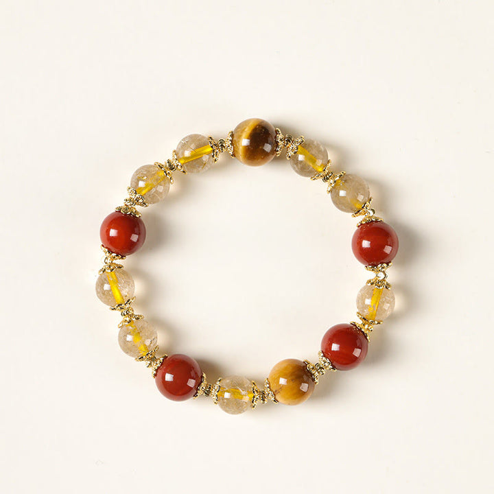 Buddha Stones Natural Golden Rutilated Quartz Tiger Eye Beads Wealth Bracelet - image 8