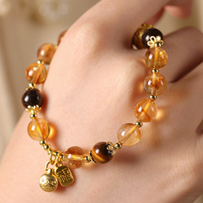 Buddha Stones Natural Citrine Fu Character Lucky Beast Prosperity Bracelet - image 3