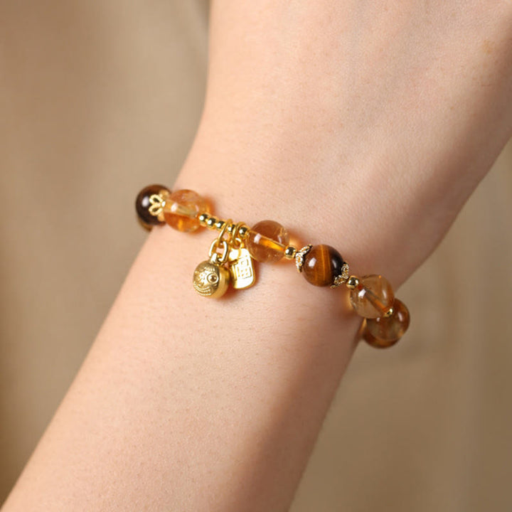 Buddha Stones Natural Citrine Fu Character Lucky Beast Prosperity Bracelet - image 11