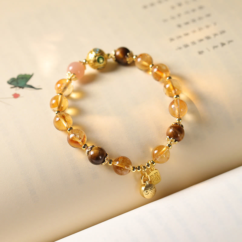 Buddha Stones Natural Citrine Fu Character Lucky Beast Prosperity Bracelet - image 8