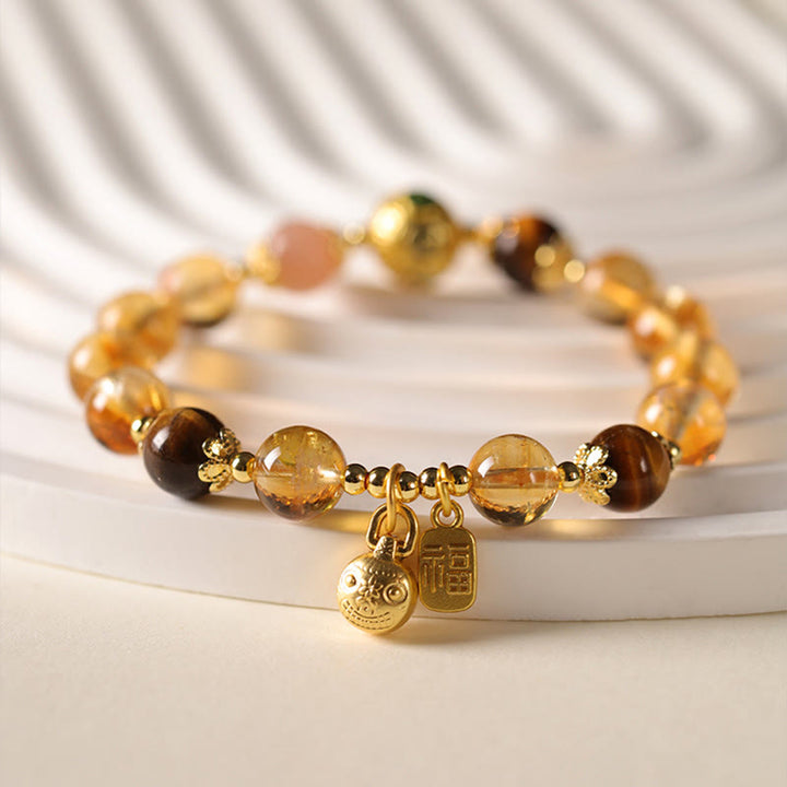 Buddha Stones Natural Citrine Fu Character Lucky Beast Prosperity Bracelet - image 2