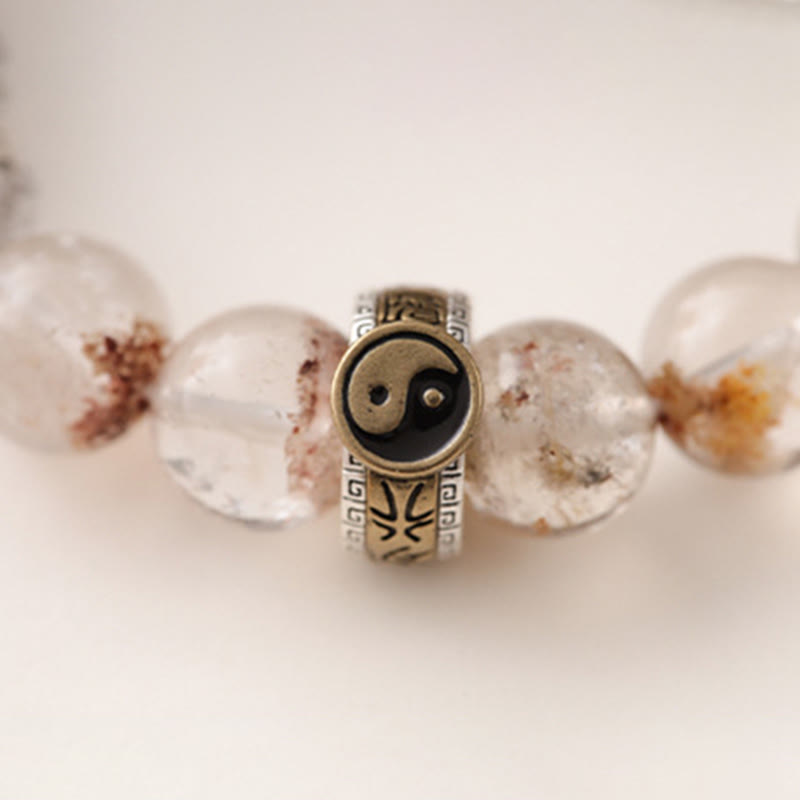 Buddha Stones Lightning Struck Wood Red Phantom Yin Yang Protection Bracelet - image 12