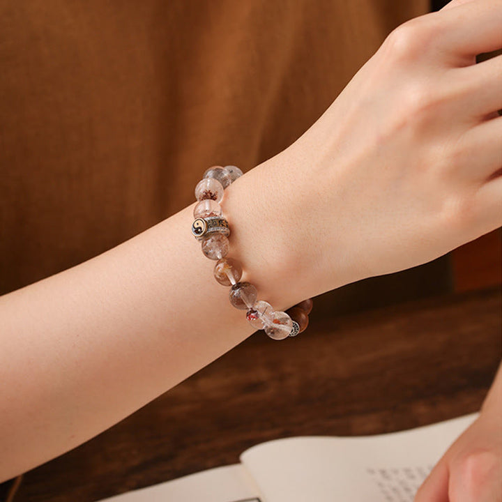 Buddha Stones Lightning Struck Wood Red Phantom Yin Yang Protection Bracelet - image 15