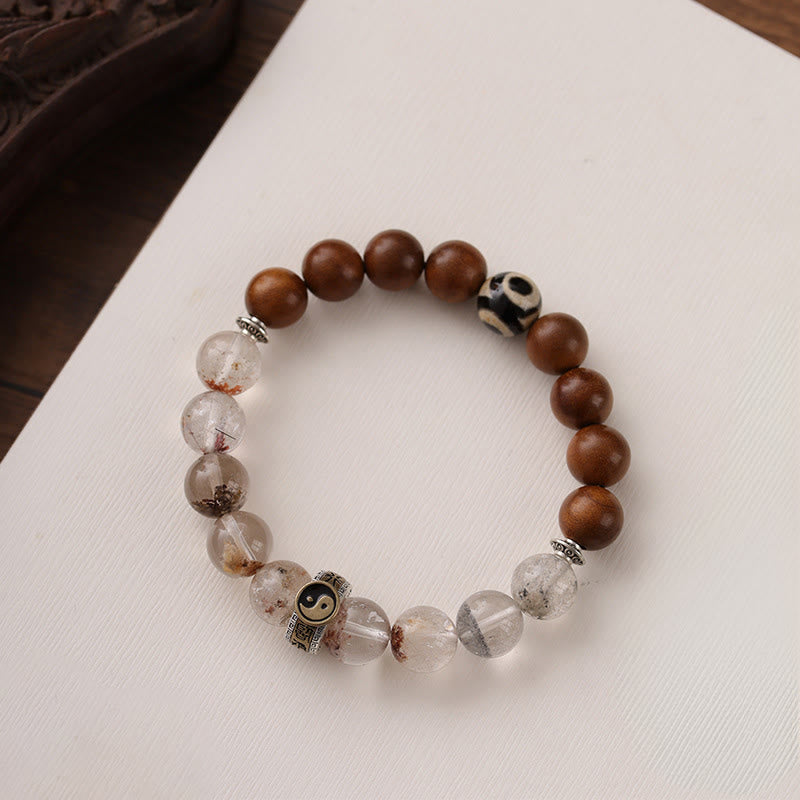 Buddha Stones Lightning Struck Wood Red Phantom Yin Yang Protection Bracelet - image 8