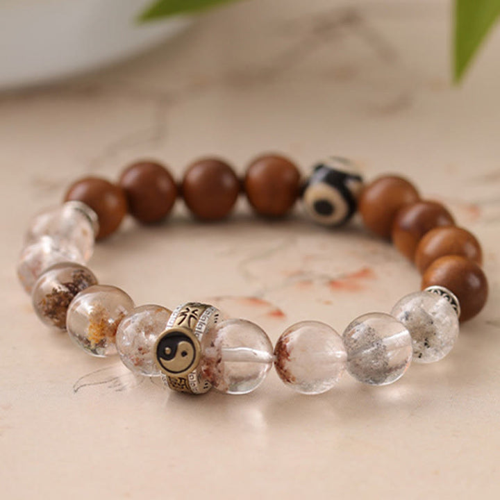 Buddha Stones Lightning Struck Wood Red Phantom Yin Yang Protection Bracelet - image 10