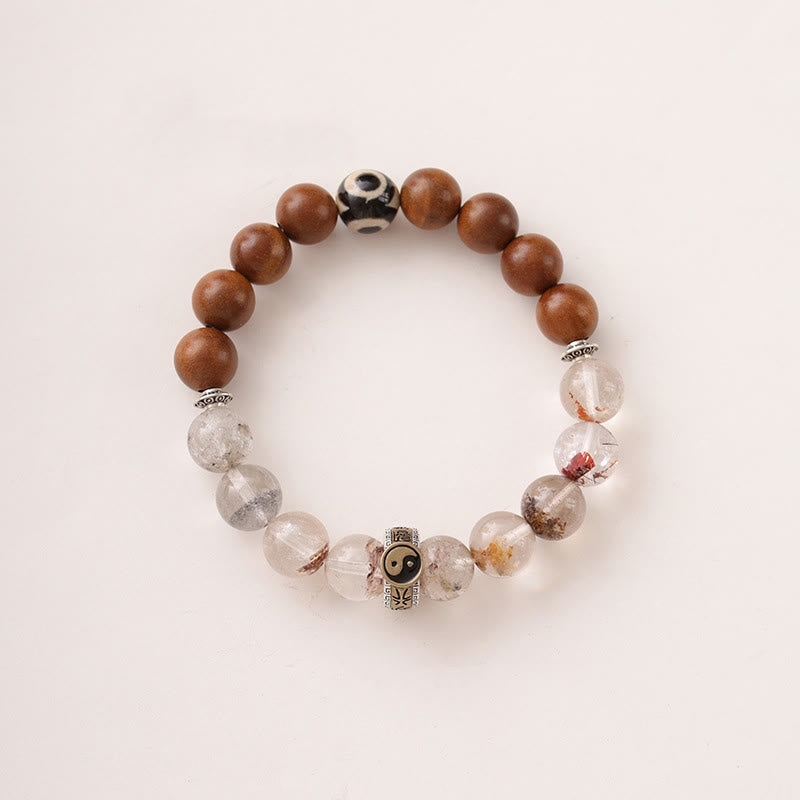 Buddha Stones Lightning Struck Wood Red Phantom Yin Yang Protection Bracelet - image 9
