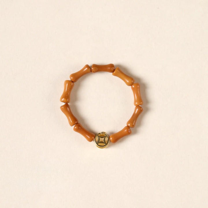 Buddha Stones Olive Pit Bead Copper Coin Inner Strength Ring - Copper Coin - 6mm - image 2