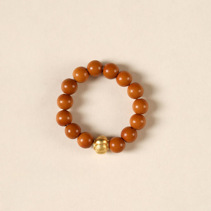 Buddha Stones Olive Pit Bead Copper Coin Inner Strength Ring - Lantern Pattern - 4mm - image 12