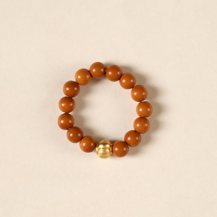 Buddha Stones Olive Pit Bead Copper Coin Inner Strength Ring - Lantern Pattern - 4mm - image 12