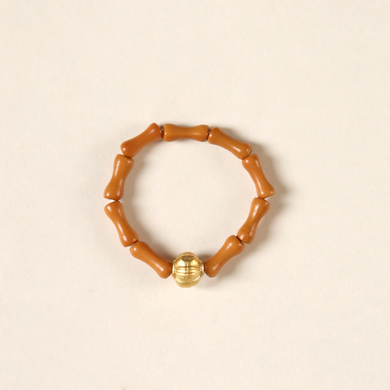 Buddha Stones Olive Pit Bead Copper Coin Inner Strength Ring - Lantern Pattern - 6mm - image 14