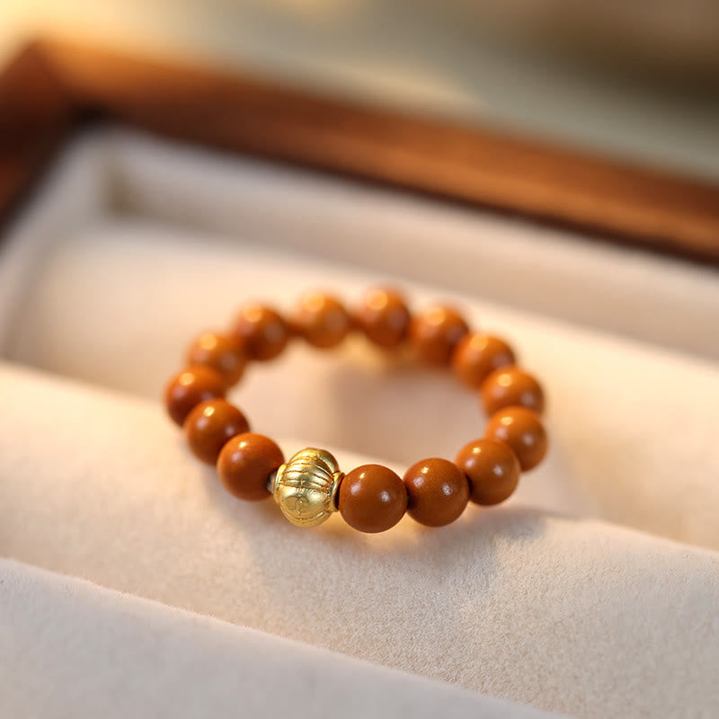 Buddha Stones Olive Pit Bead Copper Coin Inner Strength Ring - image 15