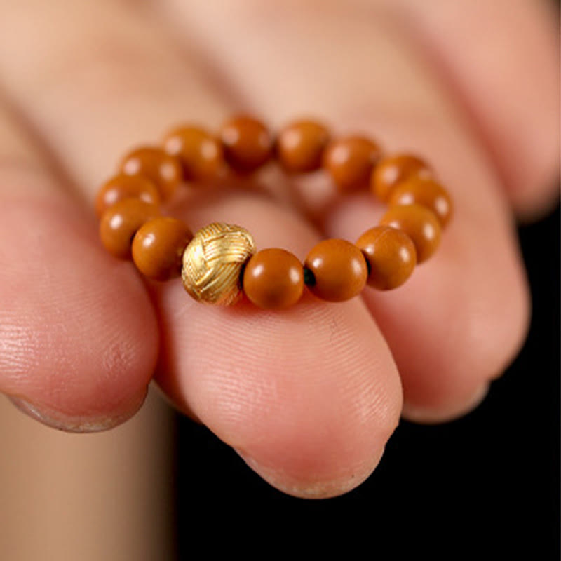 Buddha Stones Olive Pit Bead Copper Coin Inner Strength Ring - image 8
