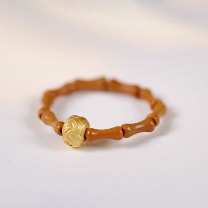 Buddha Stones Olive Pit Bead Copper Coin Inner Strength Ring - image 10