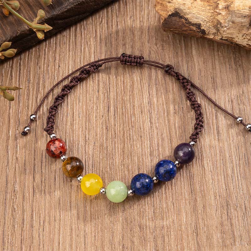 Buddha Stones Natural Various Crystals Tiger Eye Amethyst Courage Rope Bracelet - image 3