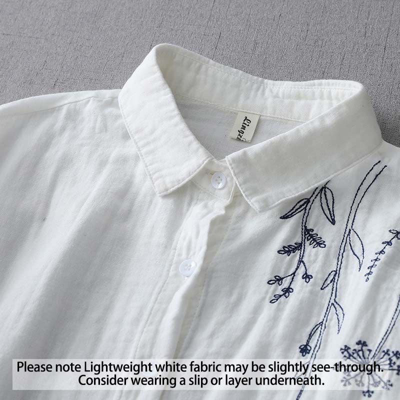 Buddha Stones Fall Dandelion Flower Buttons Long Sleeve Women's Cotton Shirt - image 2