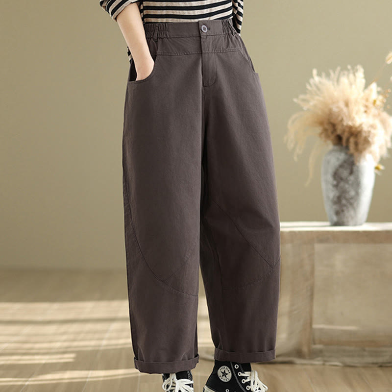 Buddha Stones Casual 7-8 Length Buttons Women's Cotton Polyester Harem Pants With Pockets - image 2