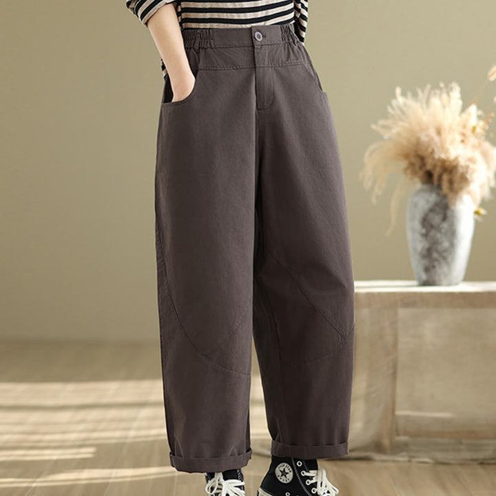Buddha Stones Casual 7-8 Length Buttons Women's Cotton Polyester Harem Pants With Pockets - image 2