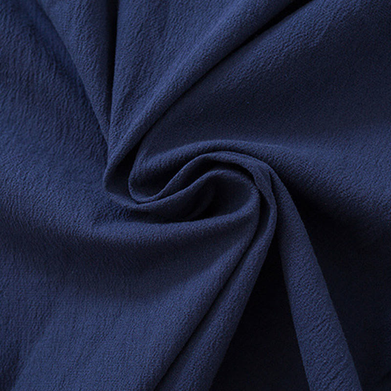 Buddha Stones Vintage Solid Long Sleeve Lace-up Design Cotton Linen Men's Shirt - image 11