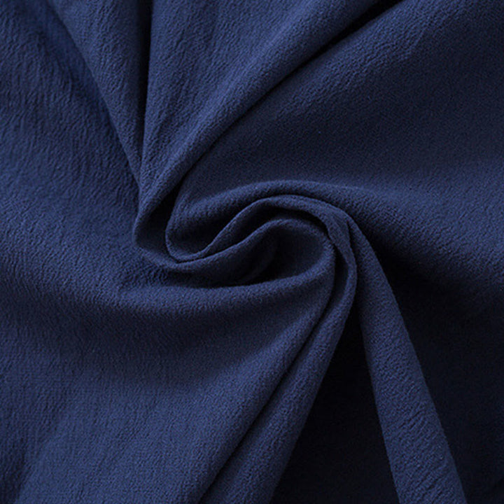 Buddha Stones Vintage Solid Long Sleeve Lace-up Design Cotton Linen Men's Shirt - image 11