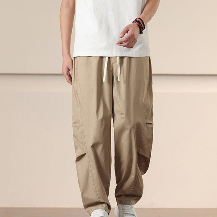 Buddha Stones Commute Spring Solid Color Drawstring Men's Harem Pants With Pockets - BurlyWood - US/UK/AU46,EU56 (5XL) - image 0
