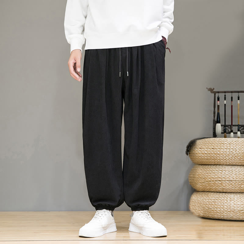Buddha Stones Commute Plain Men's Thermal Fleece-Lined Ankle-Length Pants With Pockets - Black - US/UK/AU46,EU56 (5XL) - image 8