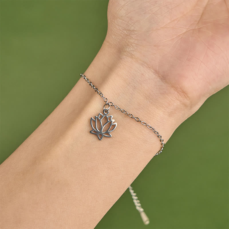 Buddha Stones Lotus Pattern Titanium Steel Enlightenment Bracelet - image 3