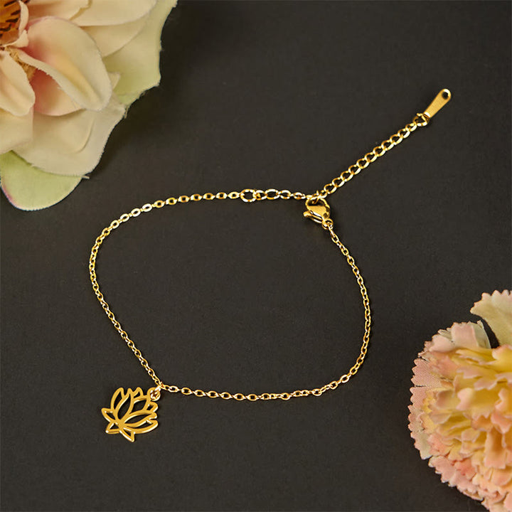 Buddha Stones Lotus Pattern Titanium Steel Enlightenment Bracelet - Golden(Wrist Circumference: 15-20cm) - image 9