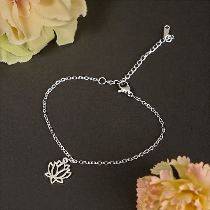 Buddha Stones Lotus Pattern Titanium Steel Enlightenment Bracelet - Silvery(Wrist Circumference: 15-20cm) - image 0